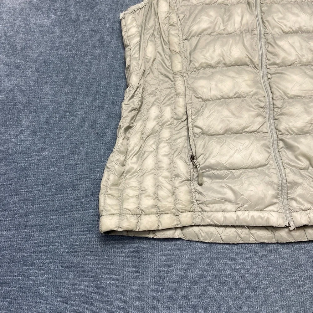 32 Degrees Heat Down Puffer Vest Womens L Gray Nylon Full Zip Mock Neck Casual